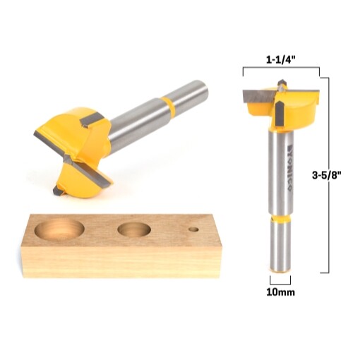 1-1/4″ Diameter Carbide Forstner Drill Bit – 10mm Shank – Yonico 43034C