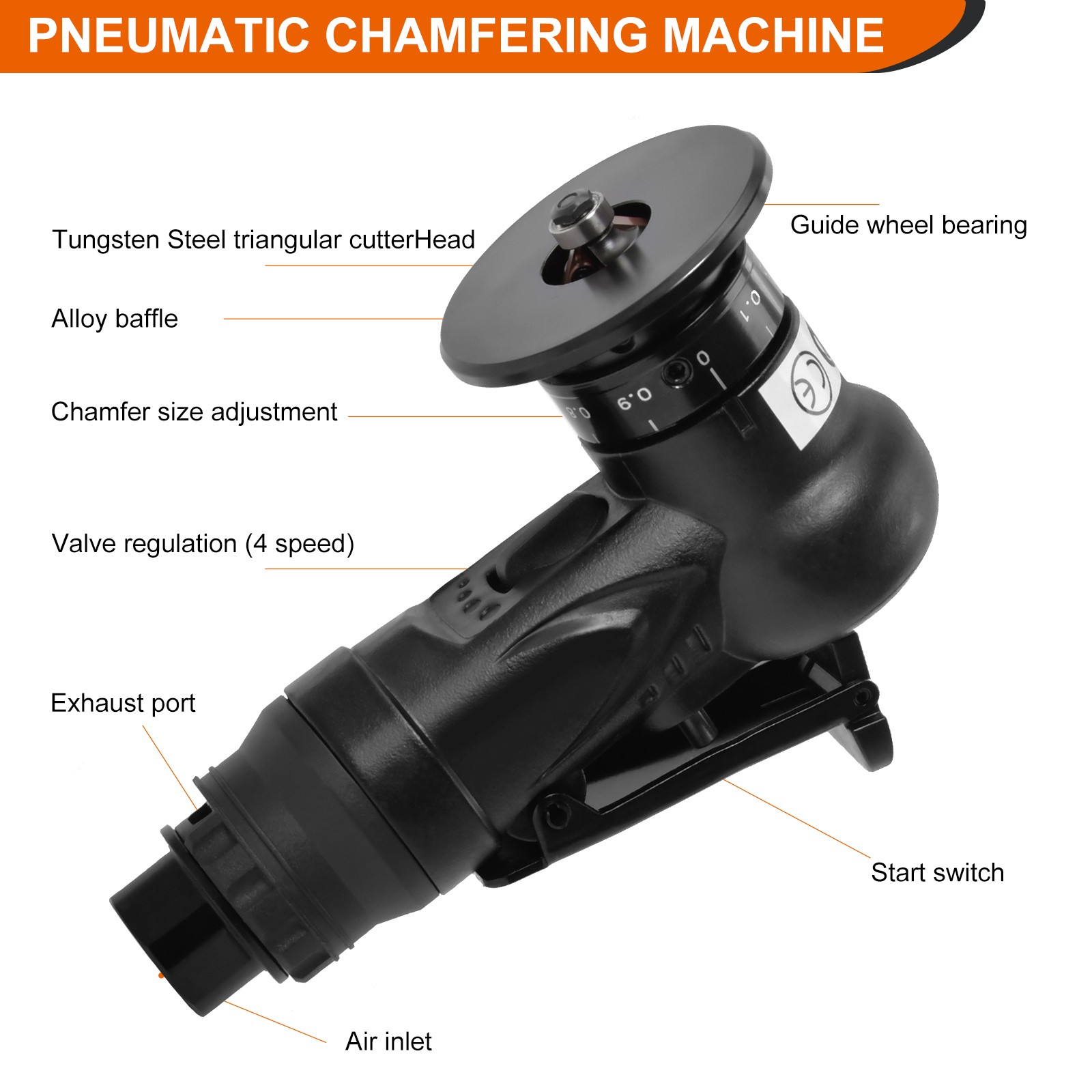 Pneumatic Chamfering Machine 30000 RPM Metal Trimming Air-Chamfer Beveling Tool