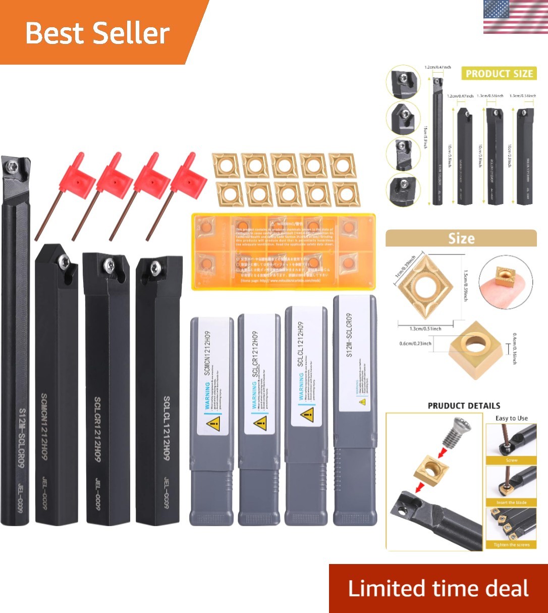 Professional Grade 14-Pcs Indexable Lathe Turning Tools for High Precision Cuts