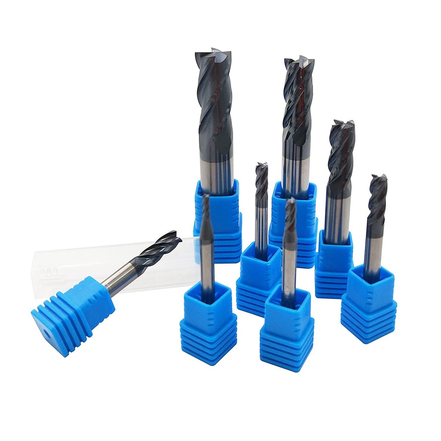 8pcs 2-12mm CNC Square Nose End Mills,Carbide Tungsten Steel 4 Fultes Milling…