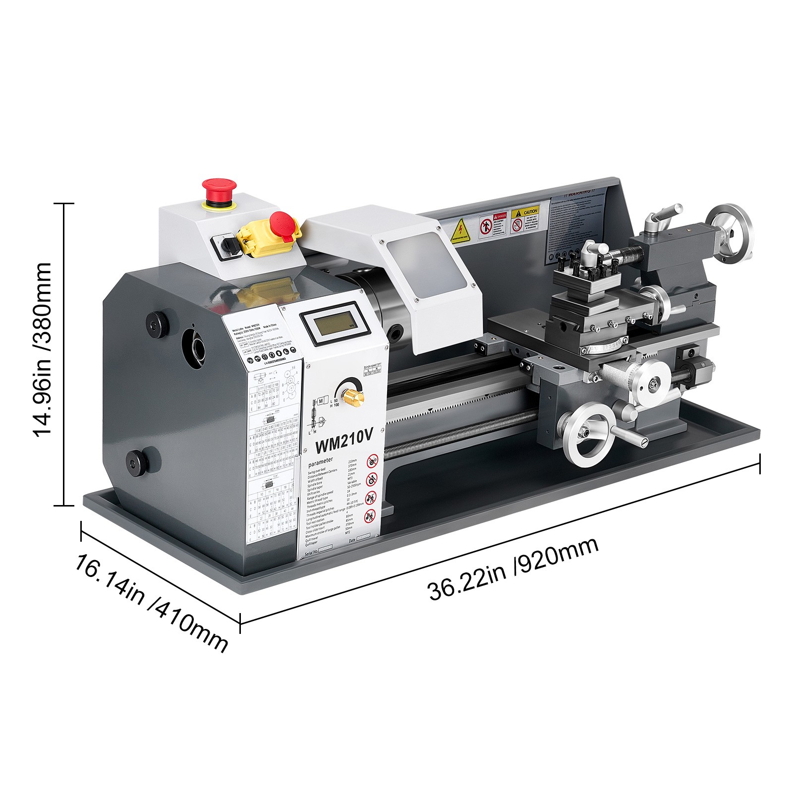 Metal Lathe 8 x 16 in 550W Benchtop Lathe Machine 0-2500 RPM Variable Speed