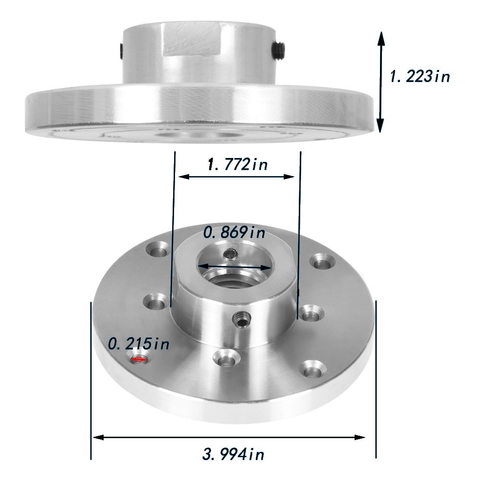 4-Inch Steel Wood Lathe Face Plate, 1 Inch x 8 tpi Threaded With Set Screws