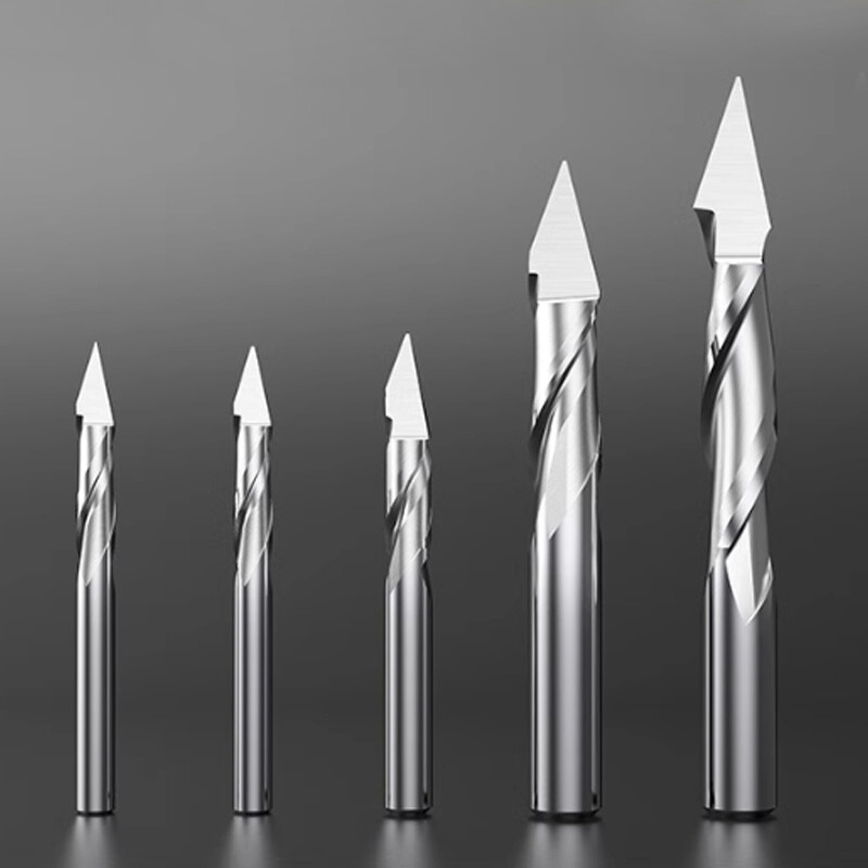 2-Flute Spiral Pointed Knife CNC Engraving Bit Tungsten Steel Carving Cutter New