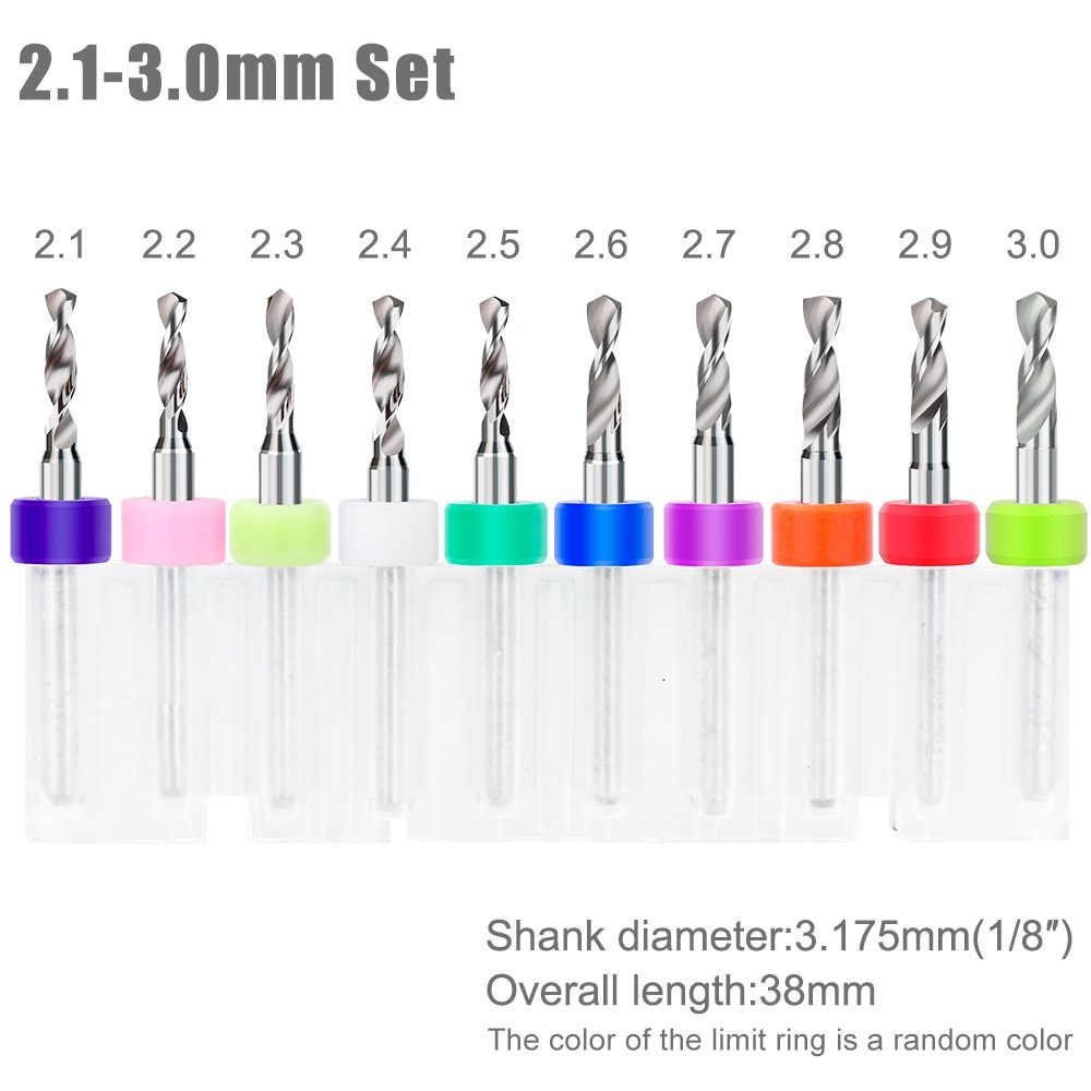 10pcs New Drill Bit Set Carbide PCB Mini CNC Micro Drill Bits 0.1mm-2.0mm