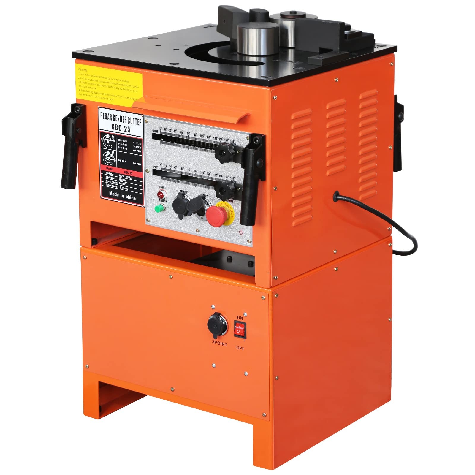1600W Electric Rebar Bender Cutter 0-180° Bend Max 1 Inch 25mm Rebar Machine NEW