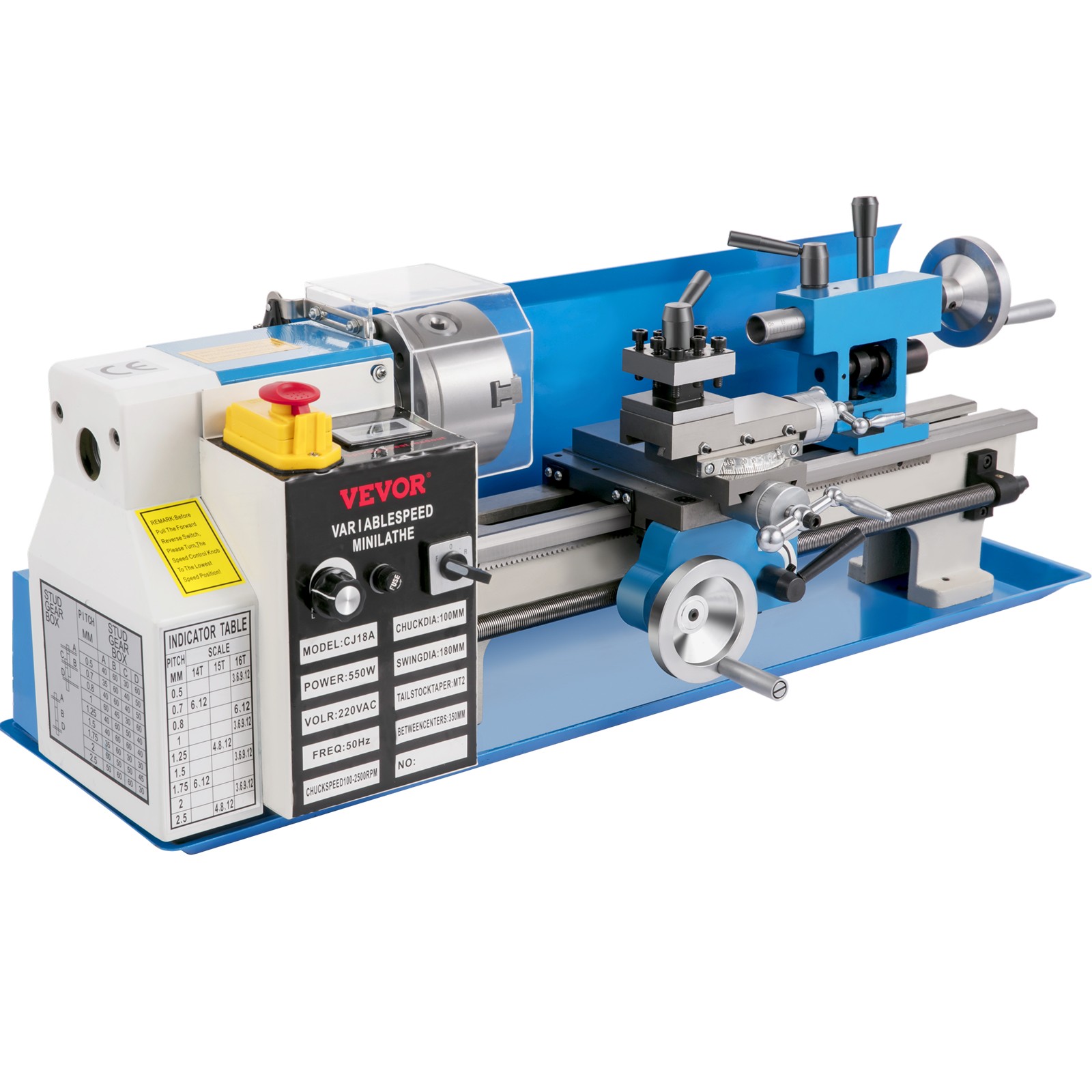 VEVOR 7″X14″ Mini Precision Wood Lathe 550W Metal Bench Lathe Turning Machine
