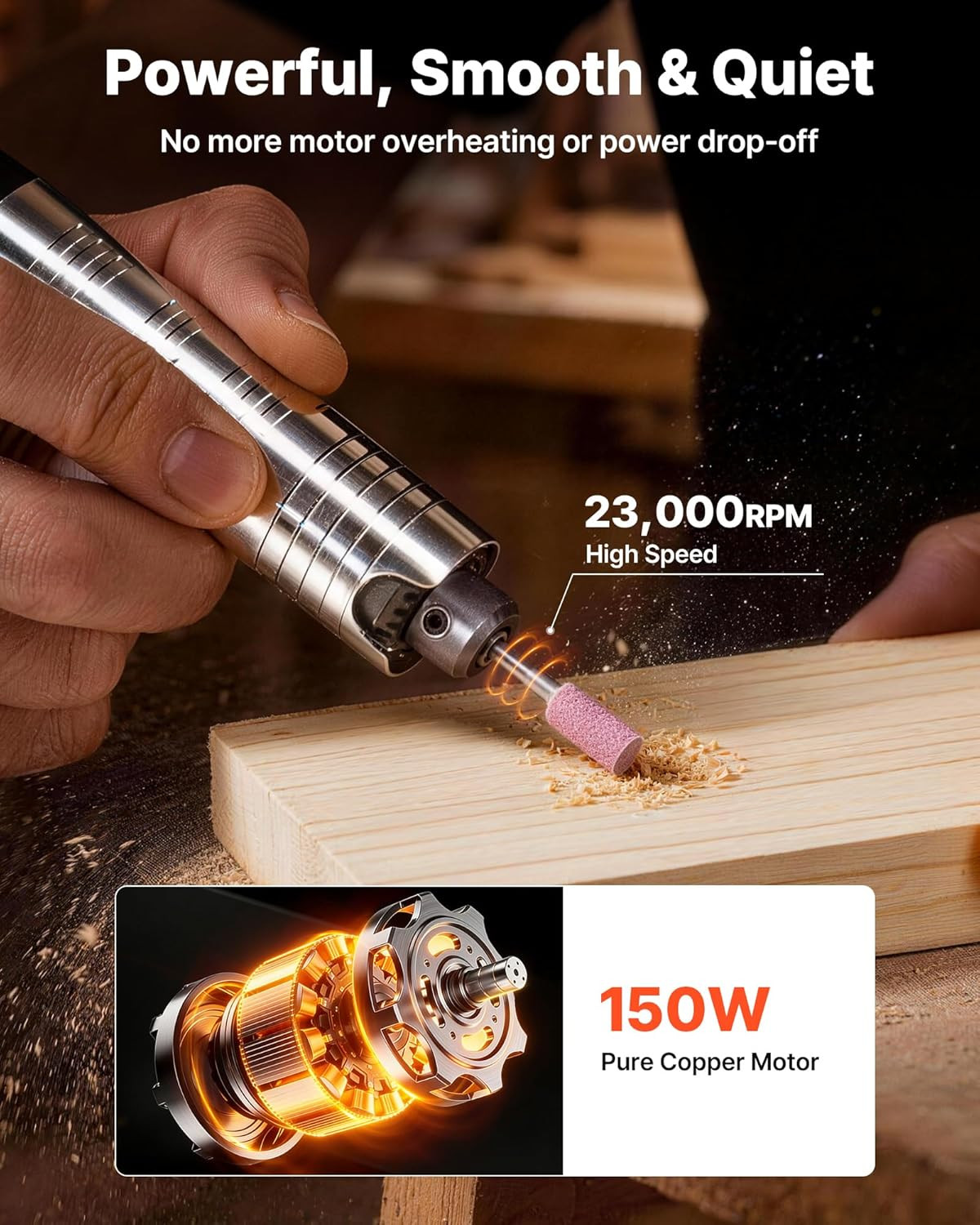 Flex Shaft Grinder, 150W 23000RPM Electric Flex Shaft Rotary Tool, Foot-Pedal Co