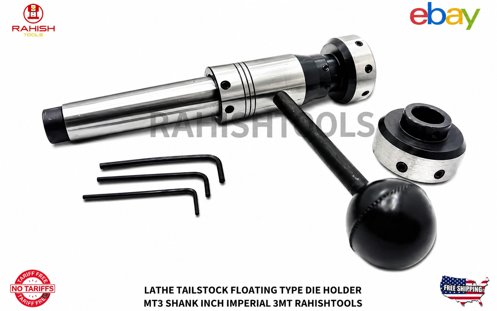 3MT New Lathe Tailstock Floating Type Die Holder Shank inch Imperial MT3 USA