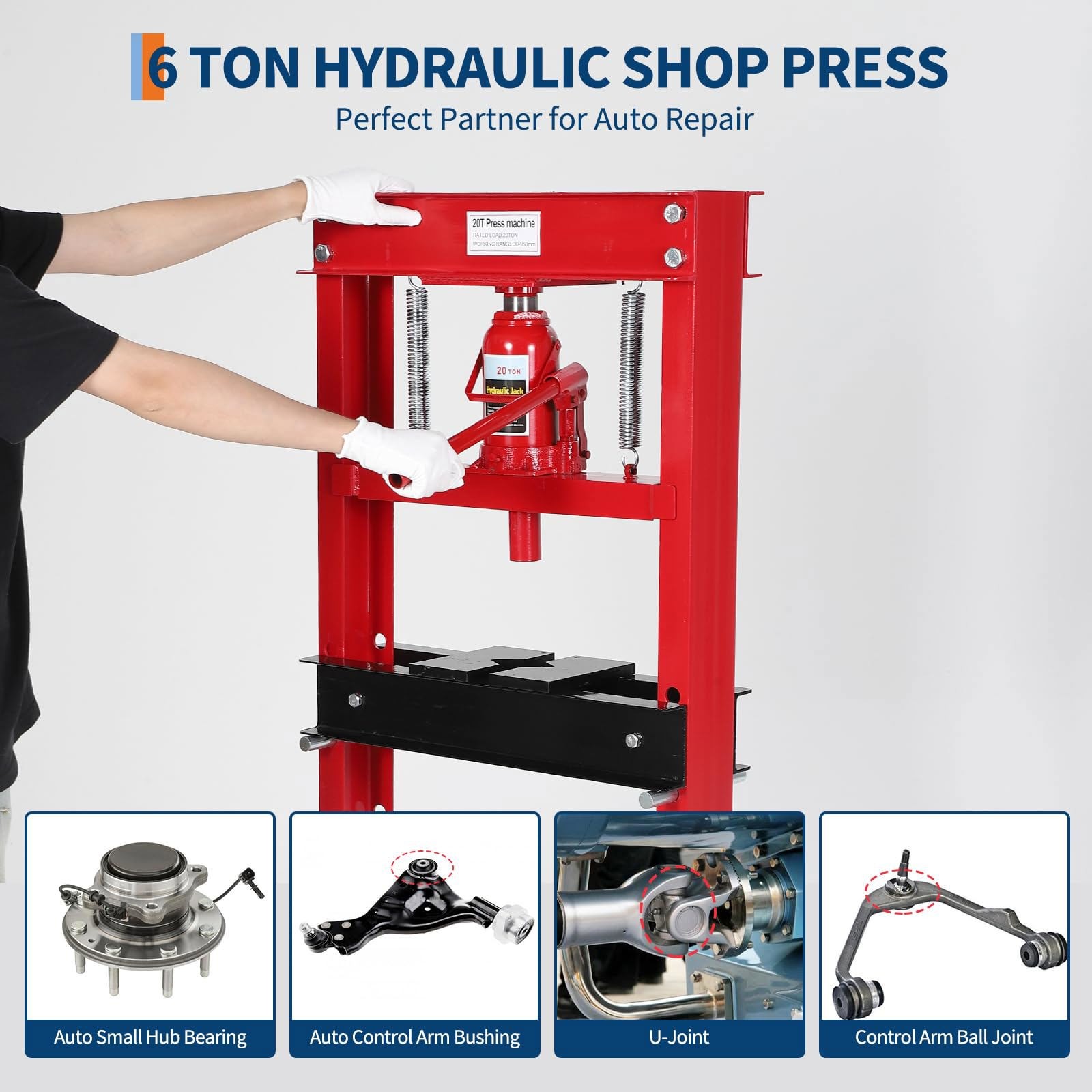 Hydraulic Press 20 Ton Hydraulic Shop Press H-Frame Garage Floor Adjustable Shop
