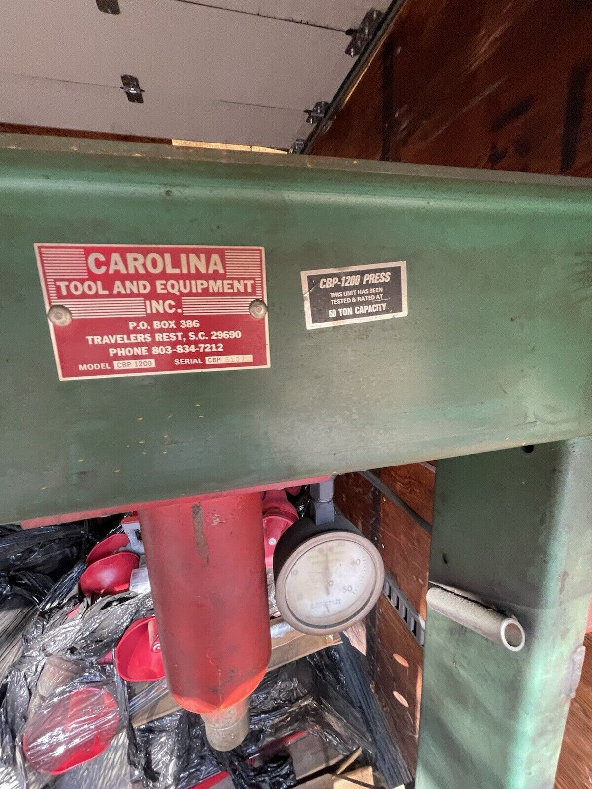 Carolina tool and equipment CBP-1200 50 ton hydraulic Shop press CBP1200