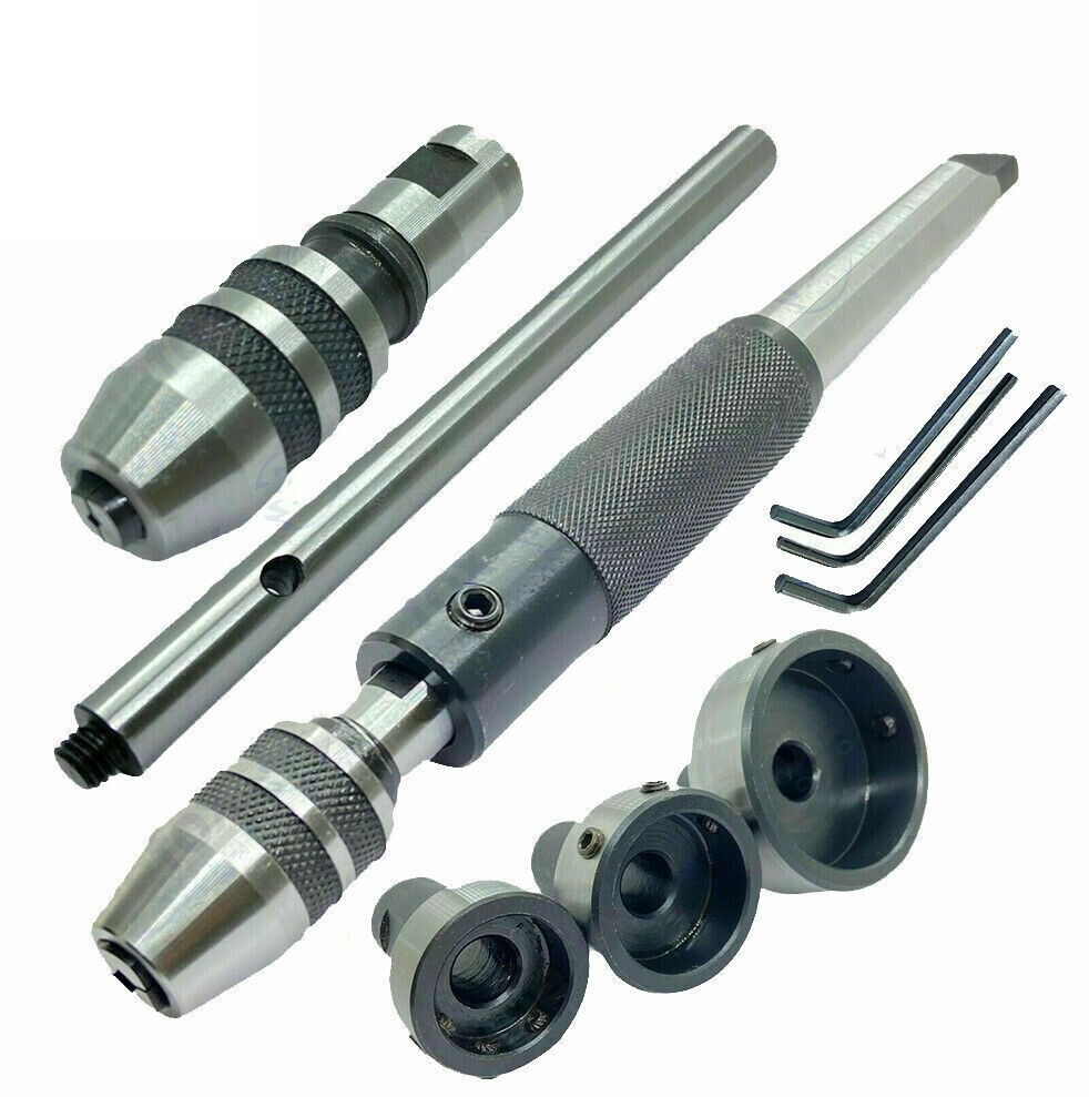 Lathe Tailstock Tap And Die Holder Set MT3 Shank Threading Tapping Kit 8 Pcs Set