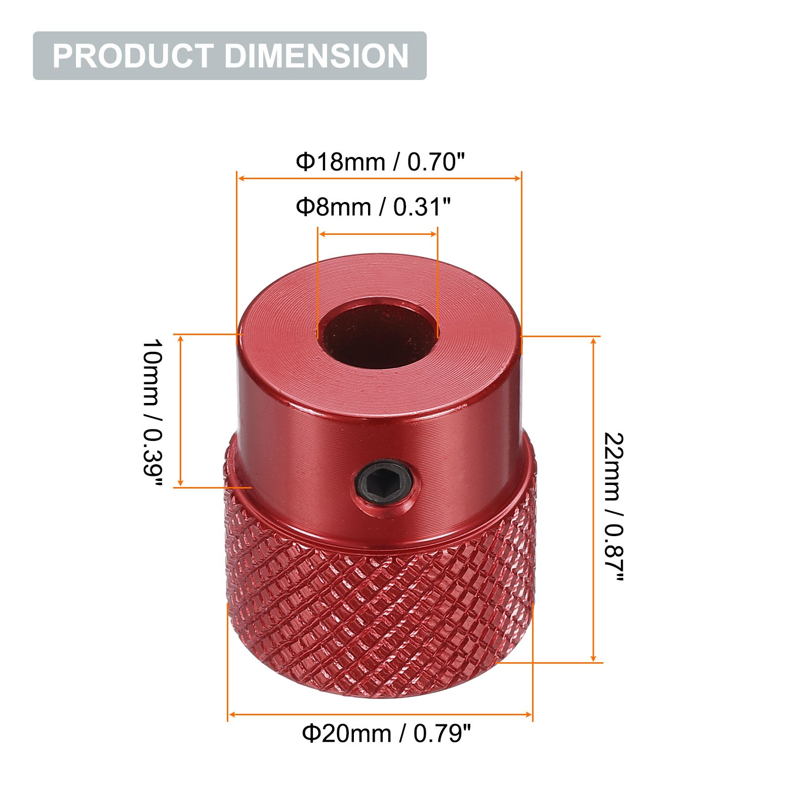 Aluminum Alloy Handwheel 20mm OD 8mm Bore Hand Wheel for Lathe Red
