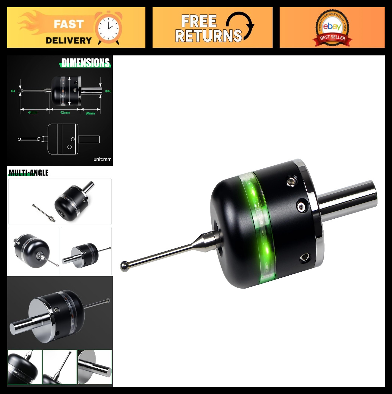 3D Touch Probe Edge Finder – X Y Z Axis Measurement Tool for Metal Centering