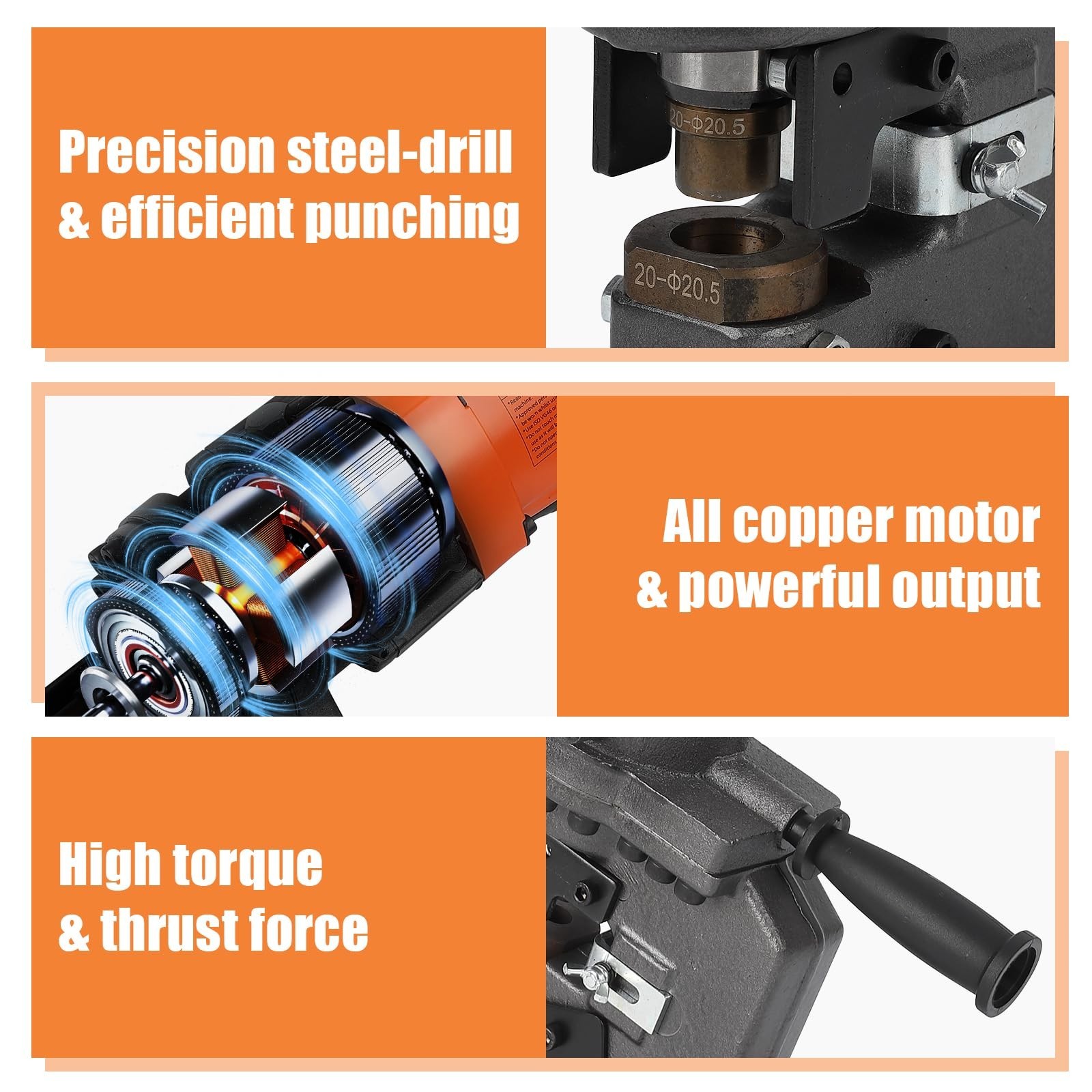 1200W Electric Hydraulic Hole Puncher, 10 Ton Heavy Duty Metal Punch Machine