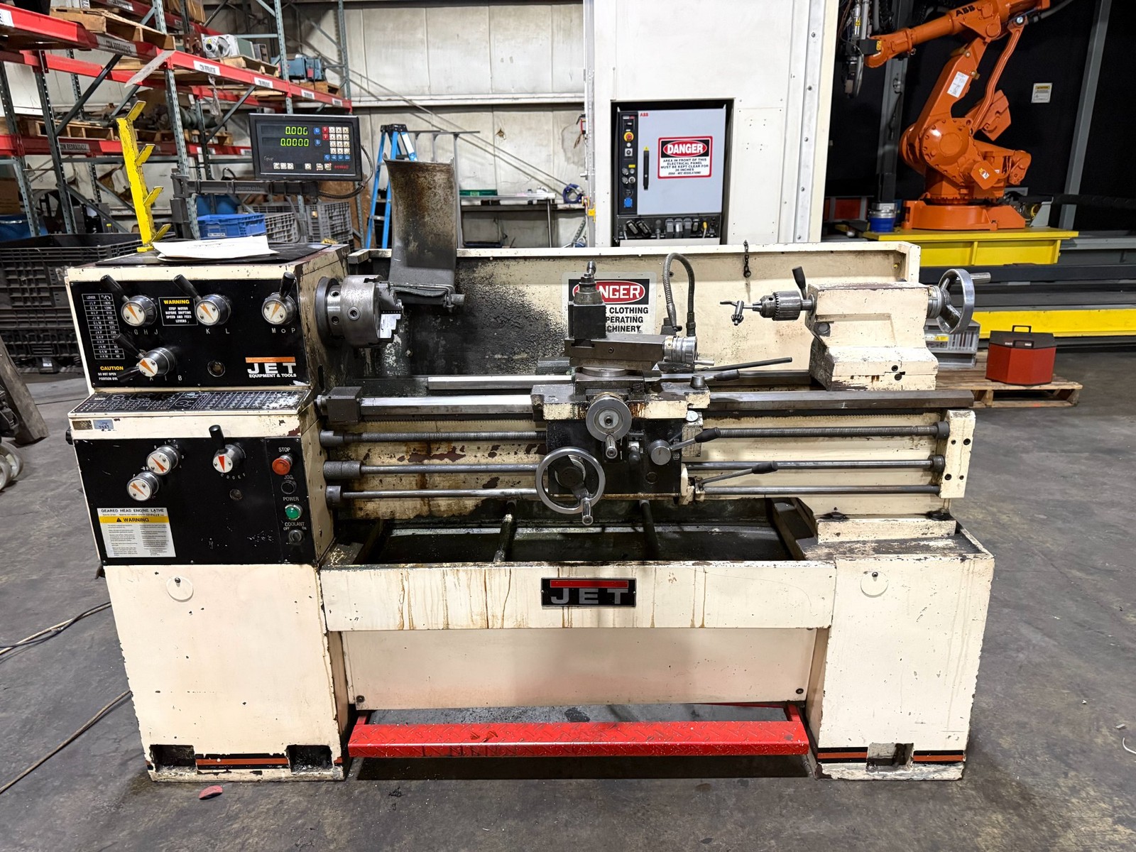 JET 14×40 Geared Head Engine Lathe 3HP GH-1440W-3 with Brake and Newall DRO