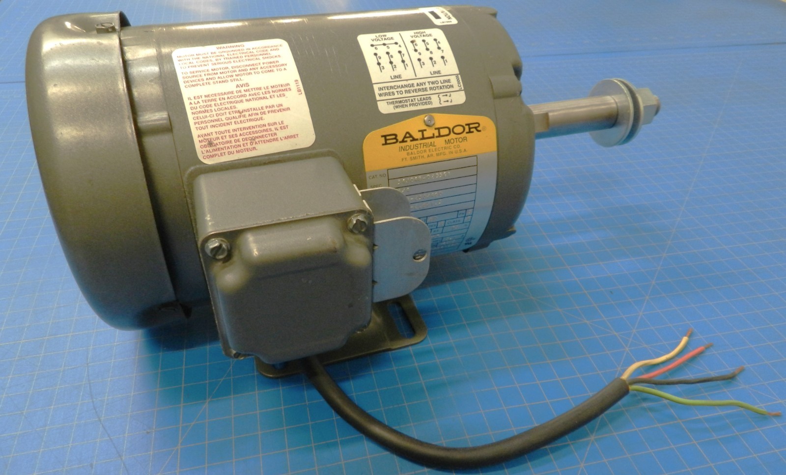 Baldor Industrial Motor 3/4HP, 1750 RPM, 3 Phase Motor with 5/8” Threaded Shaft