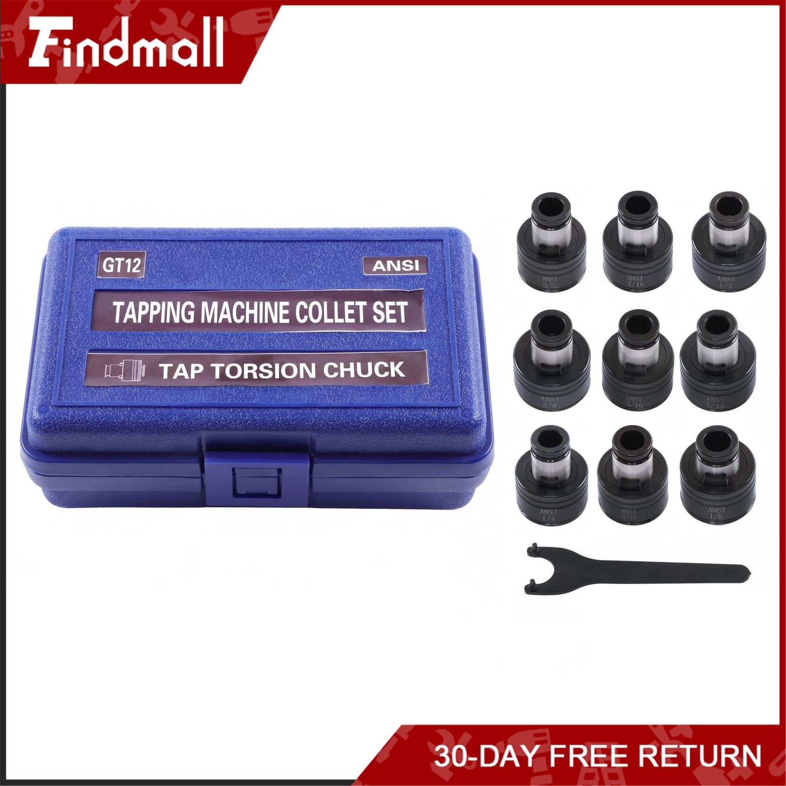 Findmall GT12 Tapping Collet Set 9Pcs 1/8″-1/2″ for Tapping Chuck
