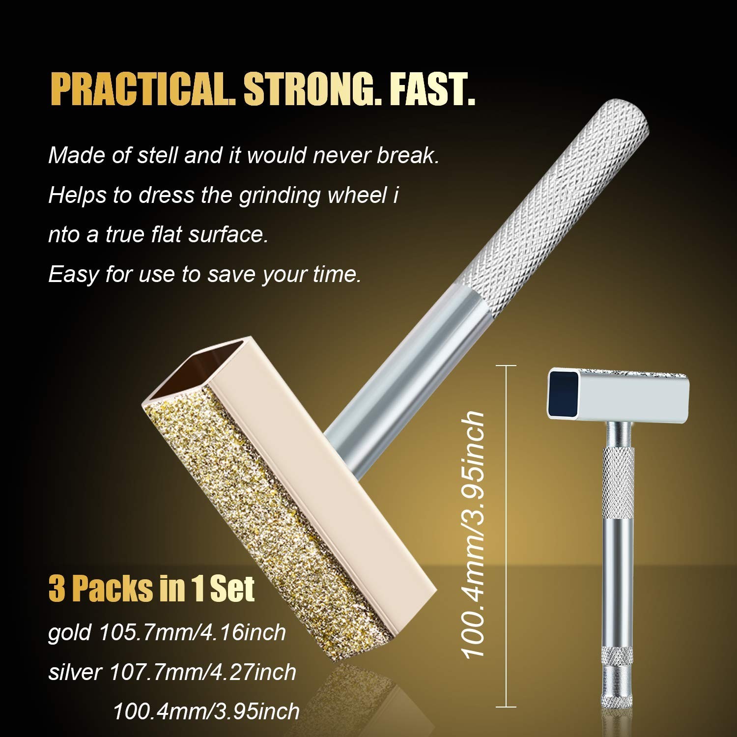 3 Pieces Dresser Tool Diamond Stone Grinding Dresser Tool with Flat Diamond S…
