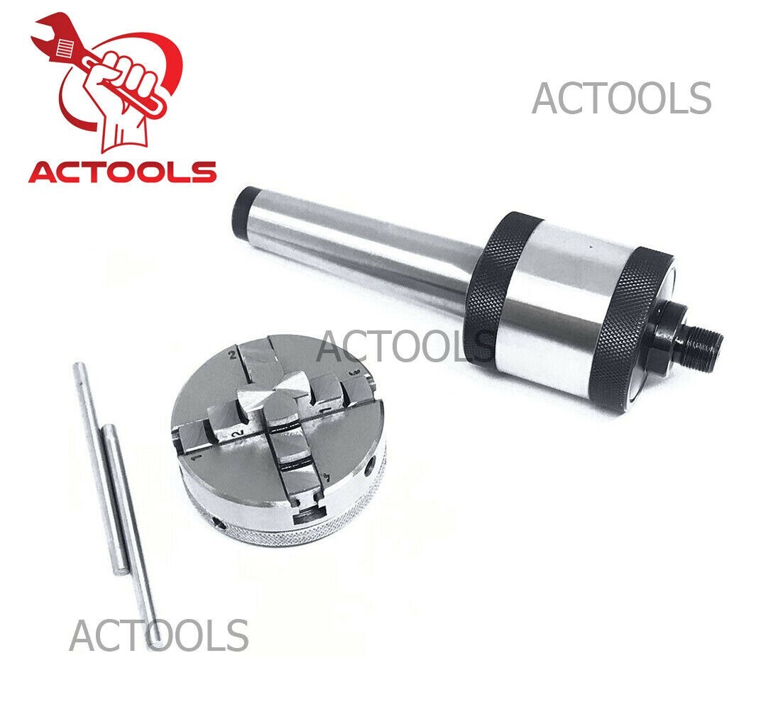 Mini Lathe Chuck MT2 Revolving Center 2MT Shank 4 Jaw Self Centering 2-1/2″ 65mm