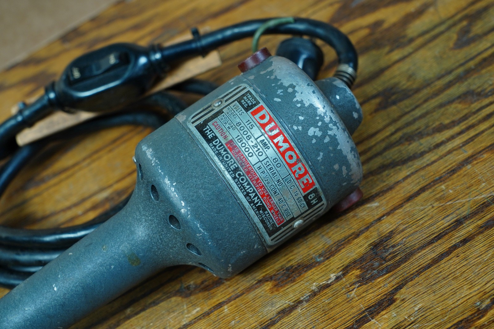 Dumore Hand Held Rotary Grinder 18,000 RPM Model 8008-210