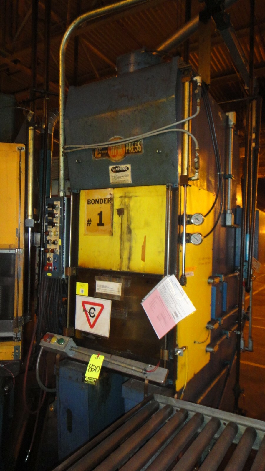 50 TON DENISON HYDRAULIC C FRAME PRESS 12″ STROKE 24″ DAYLIGHT 4.5″ DIAMETER RAM