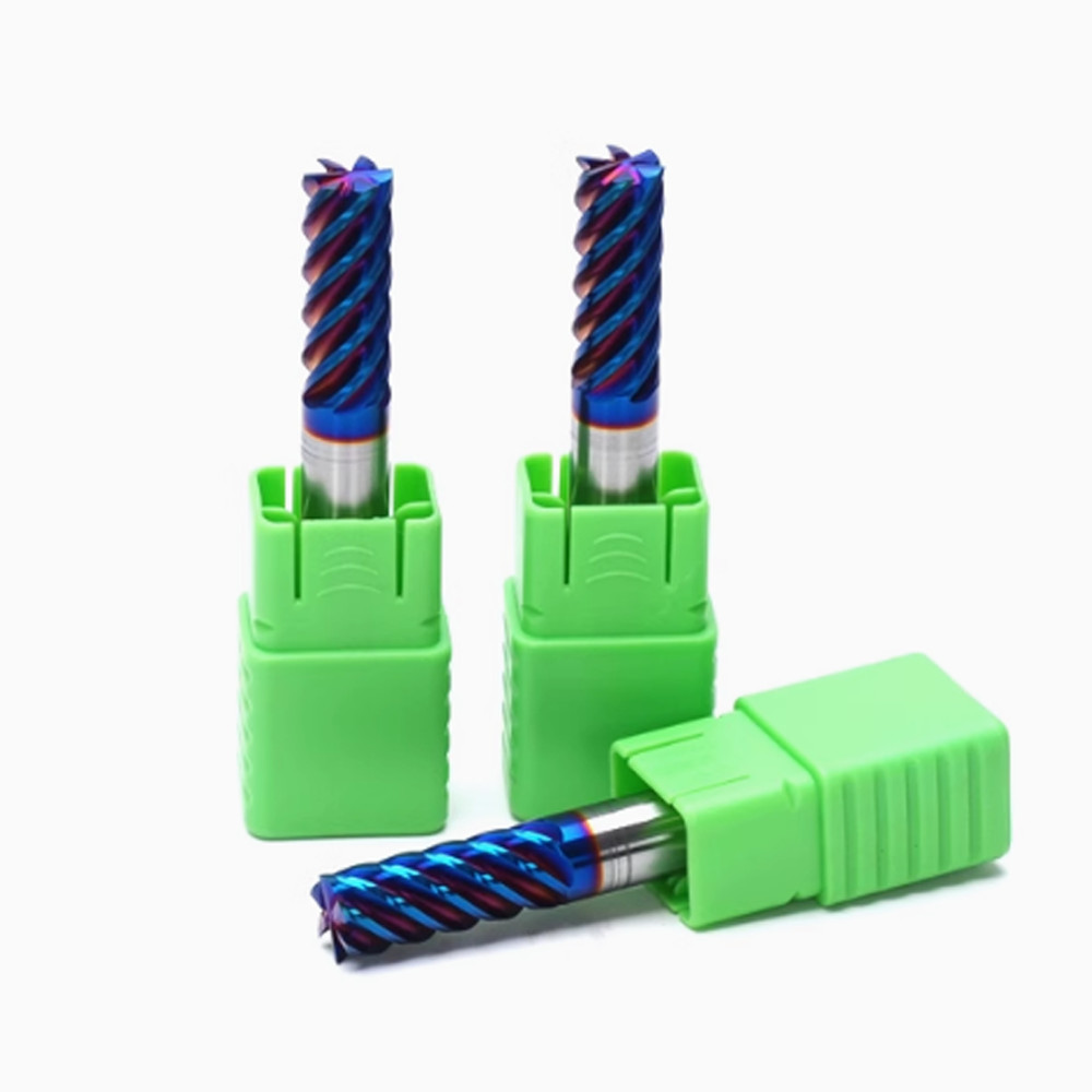 6 Flute 3mm-12mm Carbide End Mill CNC Milling Cutter HRC68 Nano Blue Coating