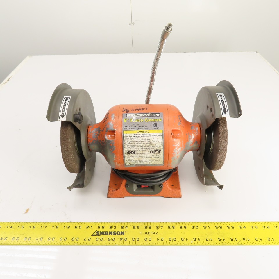 Central Machinery 37823 8″ Bench Grinder 3/4HP 3450RPM 115V Single Phase Tested