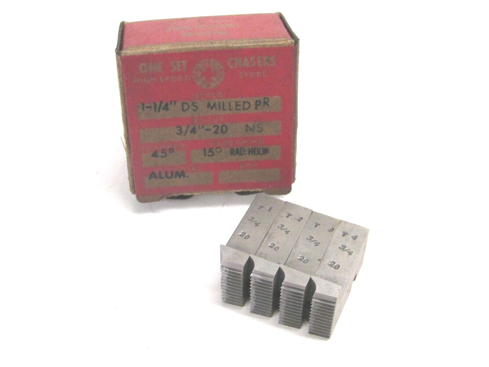 (4) GEOMETRIC INSERT CHASERS, 1-1/4″ DS MILLED, 3/4″-20 NS, 15º HOOK 45º CHAMFER