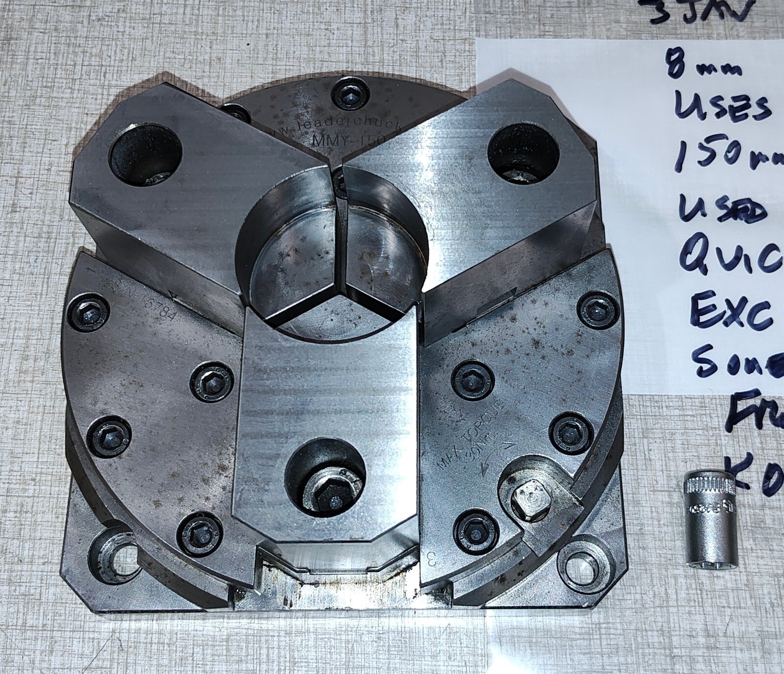 Leaderchuck MMY-150 3 Jaw Setup Chuck #2 w/ 8mm Sq. Drive Socket K09X