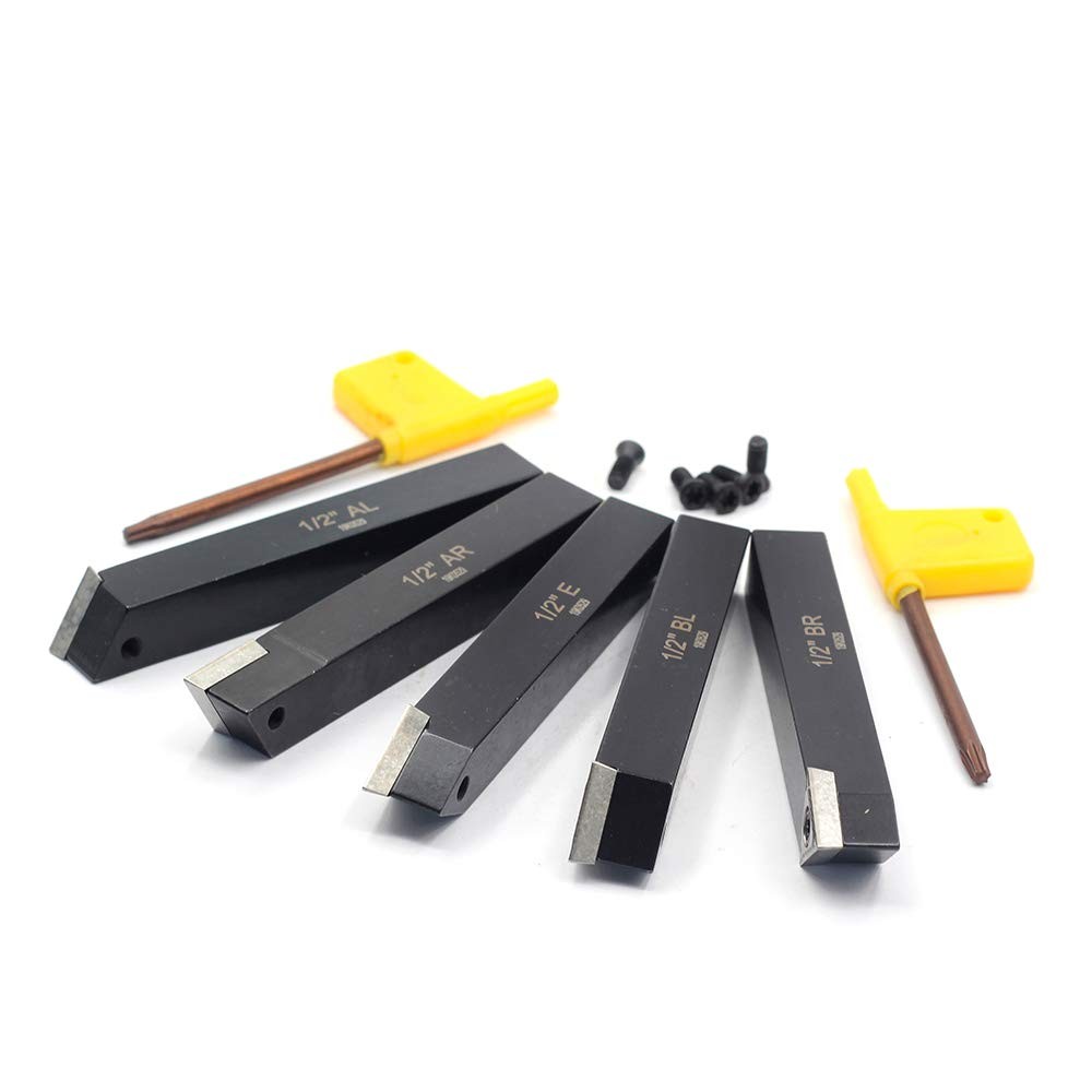 5 PCS 1/2 Inch Mini Lathe Indexable Carbide Turning Tool Holder Set TCMT