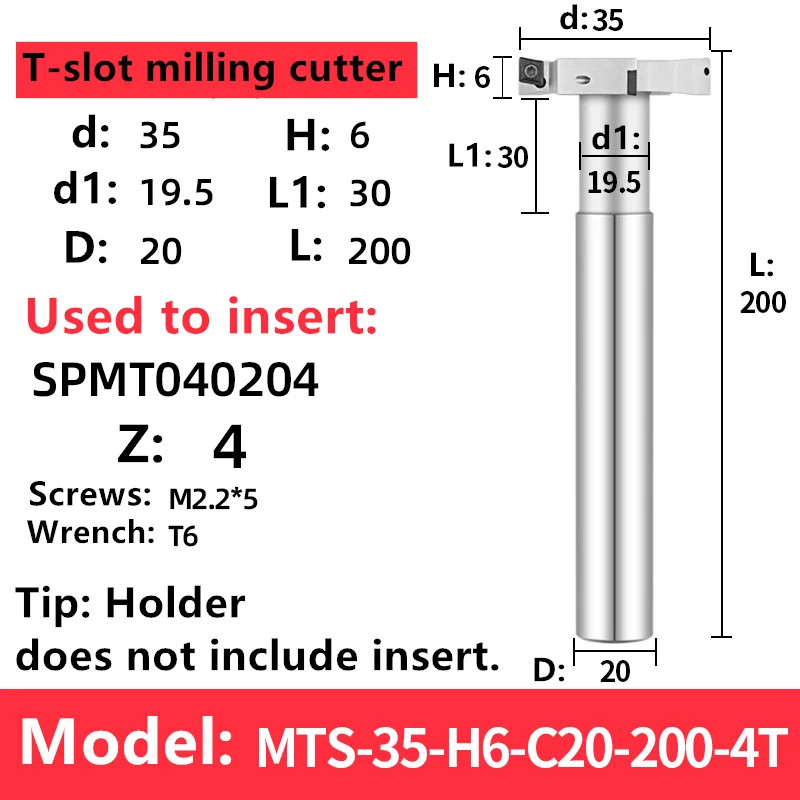 Groove Milling Cutter 6mm H06 CNC HTS MTS Slotting T-Slot Carbide Insert Tools