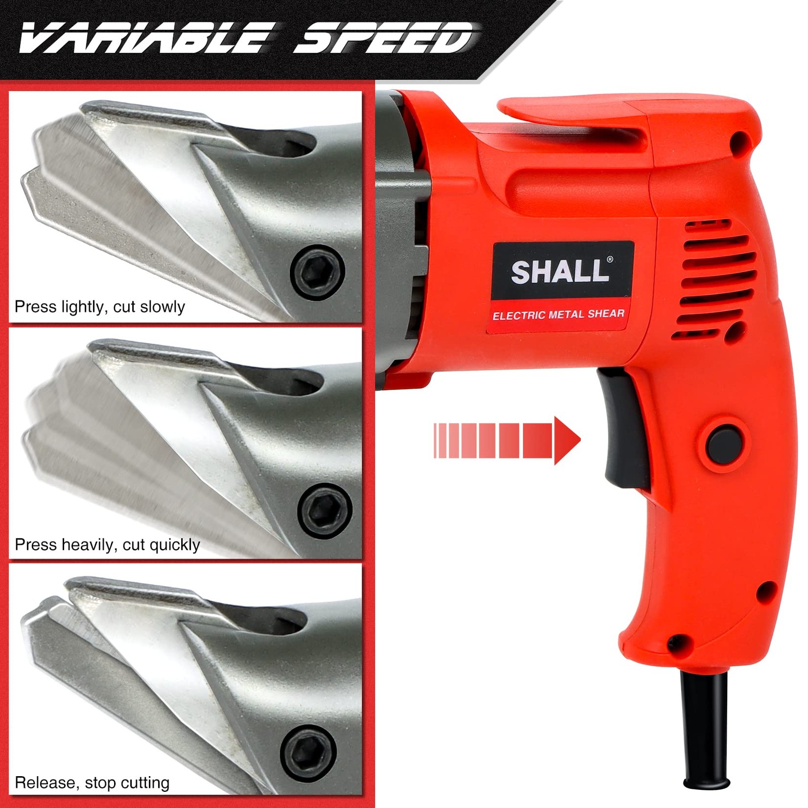 Metal Cutting Shear, 4.0-Amp Corded Sheet Metal Cutter, Variable Speed with 3…