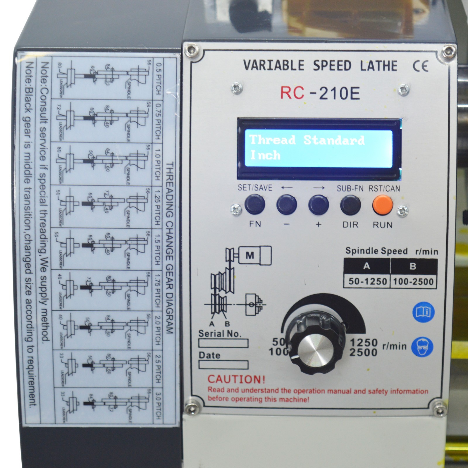 RC-210E 1100W 1.5HP Precision Metal Bench Lathe 110V Brushless Belt Drive