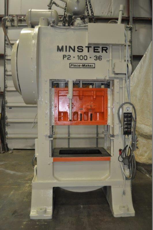 100 TON MINSTER SSDC PRESS 5″ STROKE 18″ SHUT HEIGHT 4″ ADJUSTMENT 50-100 SPM 36