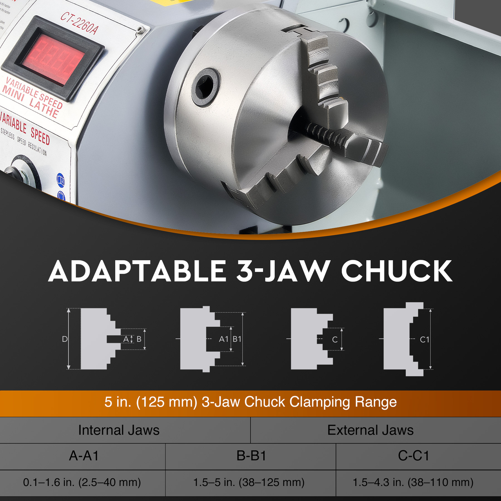 CREWORKS 9×24″ Mini Metal Lathe 1100W Brushless Motor 3000rpm Benchtop 3-Jaw