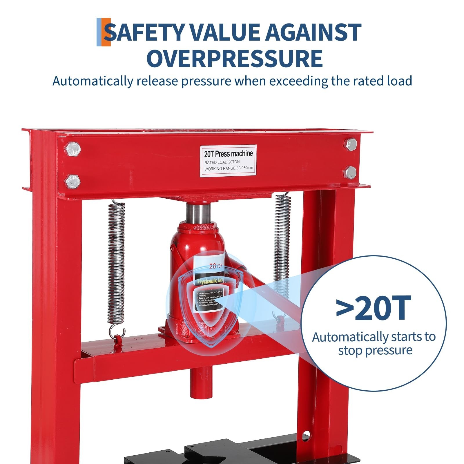 Hydraulic Press 20 Ton Hydraulic Shop Press H-Frame Garage Floor Adjustable Shop