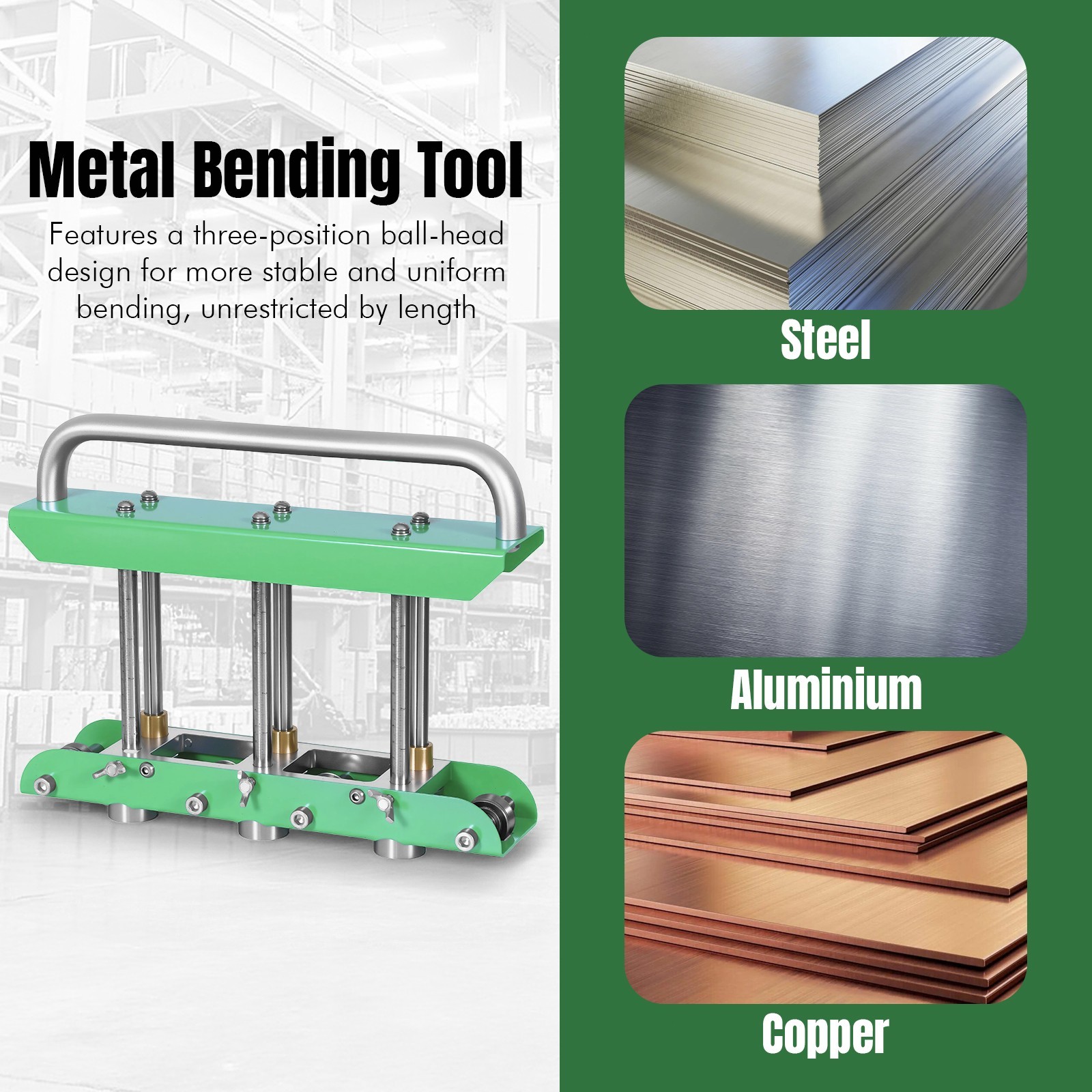 Sheet Metal Roller 3 Station Metal Bender, 0-90 Adjustable Bending, Portable