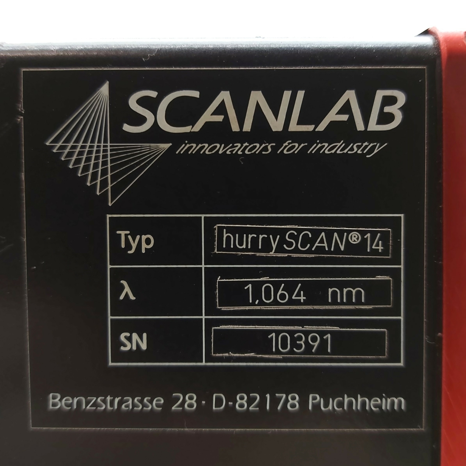 Scanlab HurryScan 14 LASER Scan Head, 250W@1064nm, 14mm Aperture, F=100mm, 15VDC