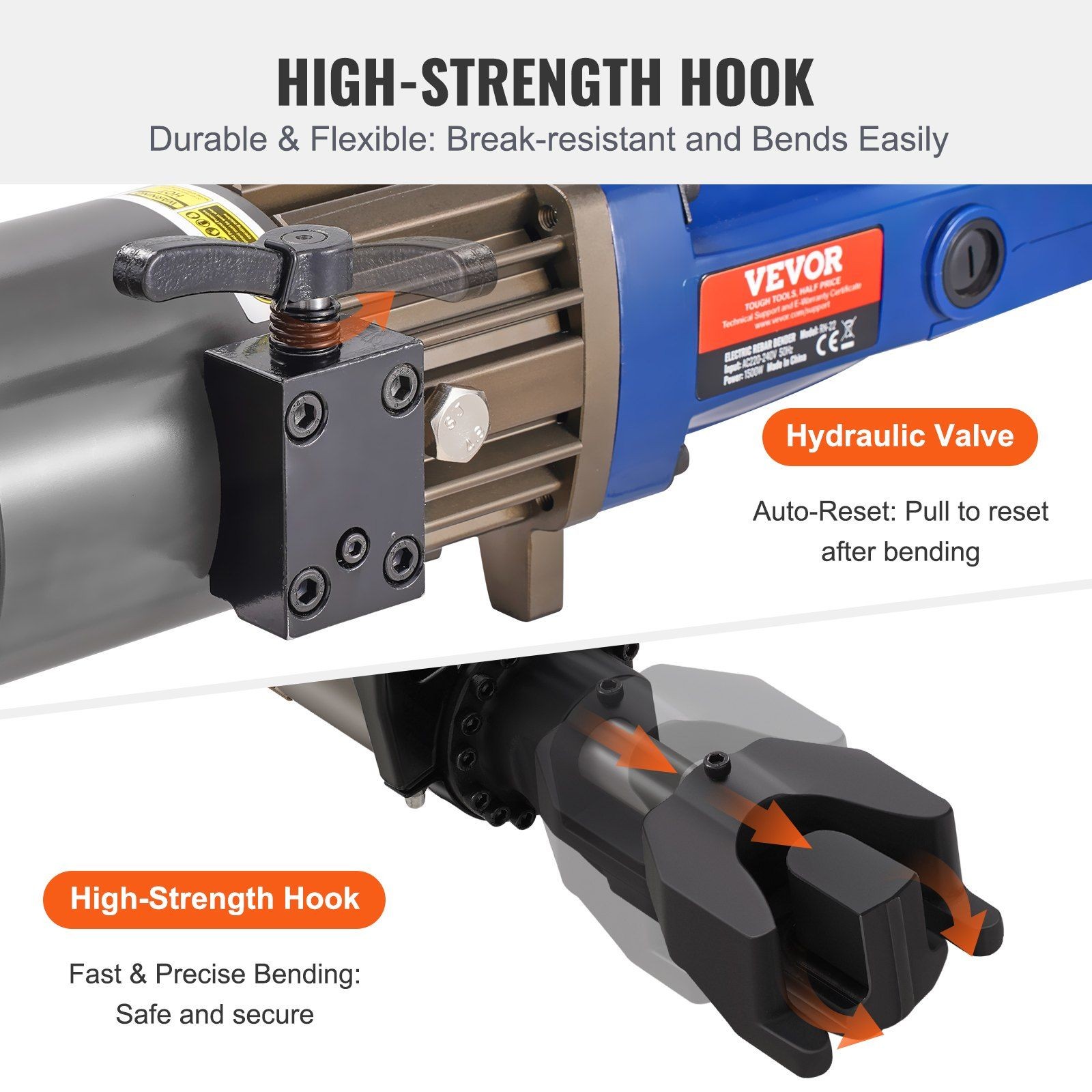 Hydraulic Electric Rebar Bender 1500W 6-20mm Compact Black Blue