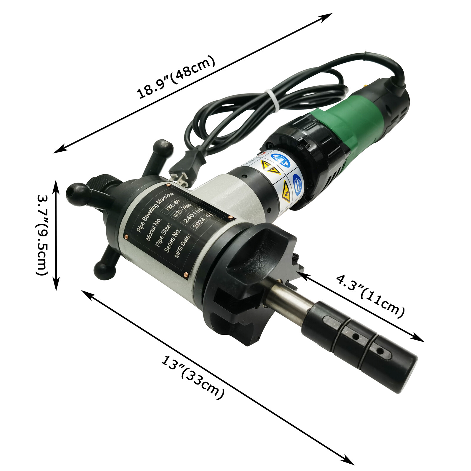 ISE-80 Electric Chamfering Machine Pipe Beveling Machine Kit (0°, 30°, 37.5°)