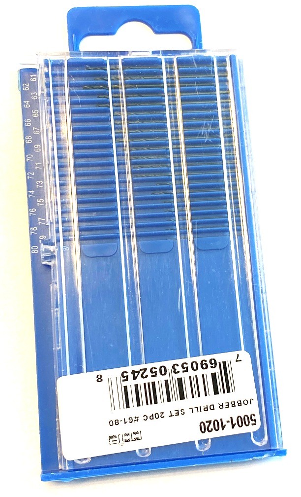 20 PIECE #61-80 HIGH SPEED STEEL WIRE GAGE DRILL SET (5001-1020)