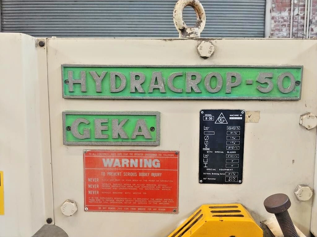 Geka Hydracrop 50 Ton Ironworker, Model HYD-50 w/Lot of punches & dies, notcher