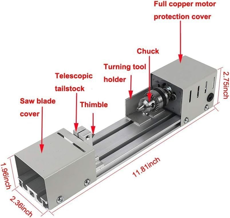Versatile Mini Lathe Machine with 0.6-6mm Chuck – Perfect for Woodworking