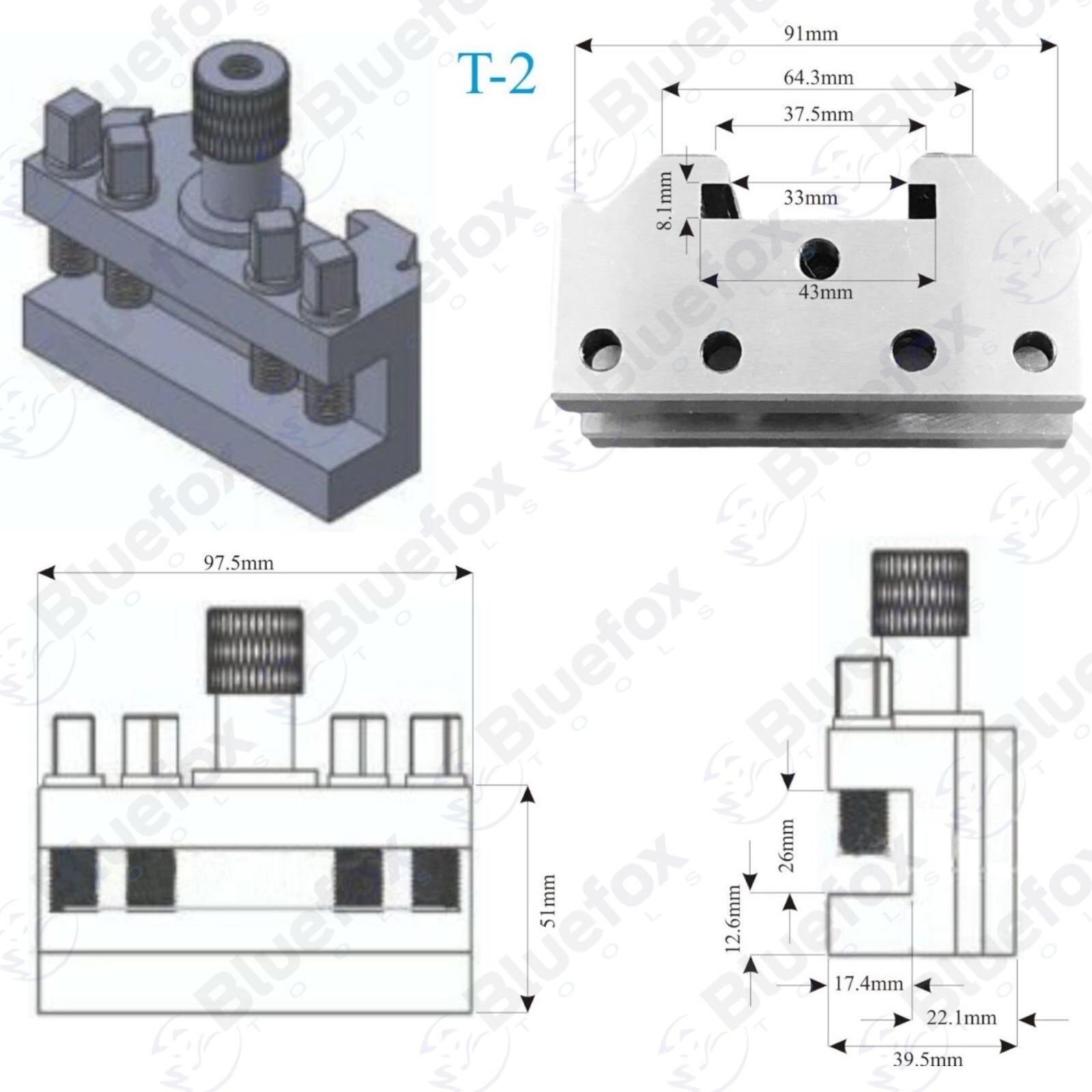 T2 Quick Change Holder Tool Post Colchester Student / Master 26mm
