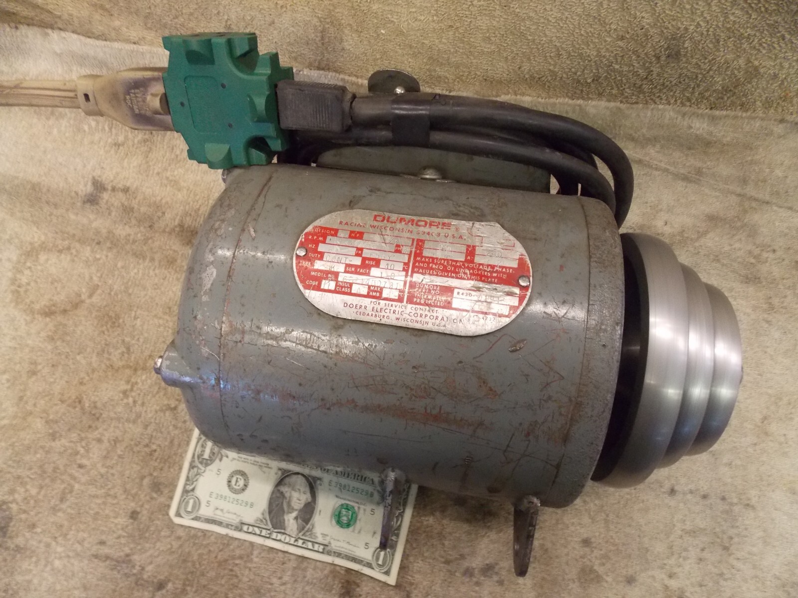 Dumore Tool Post Grinder Mount Motor 115v 1/3HP 1725rpm 5/8″shaft Step Pulley