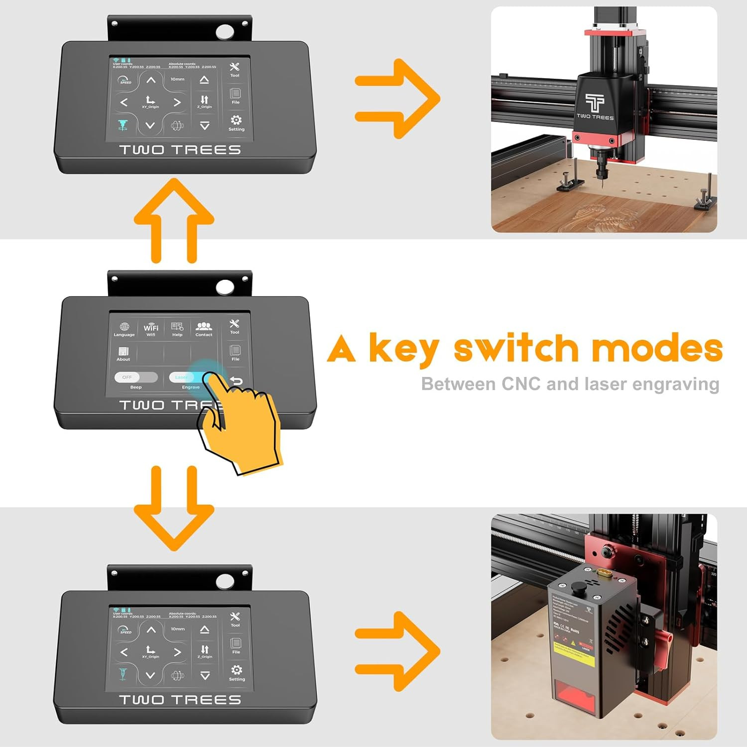 TTC450 Pro CNC Router with Touch Screen & Stamp Kit – 800mm/min Speed