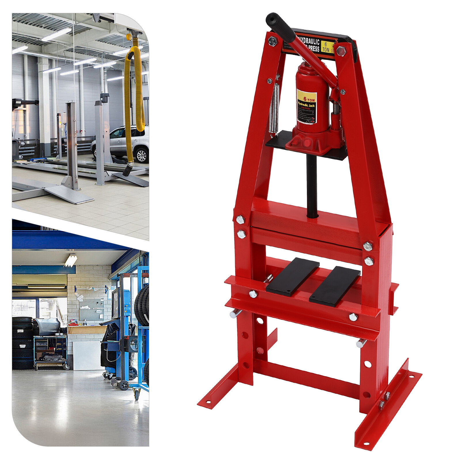 6 Ton Hydraulic Shop Press with Gauge & Press Plates A-Frame Benchtop Press Tool