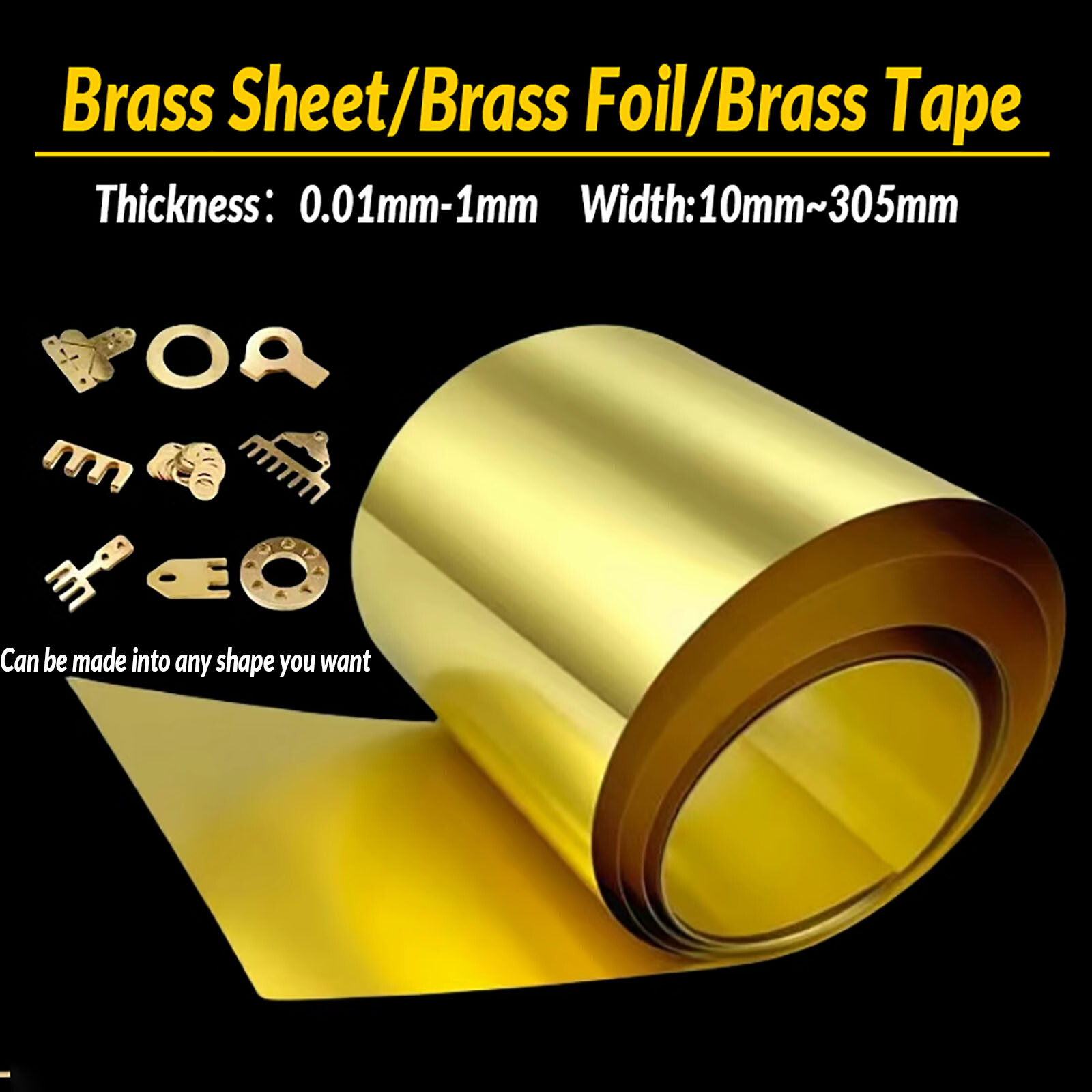 0.01mm-1mm Thickn Brass Sheet/Brass Foil/Brass Tape Thin Brass Sheet Metal Belt