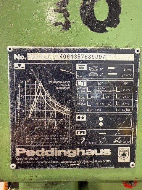 PEDDINGHAUS 50 Peddiworker 50 Ton Hydraulic Ironworker#7568