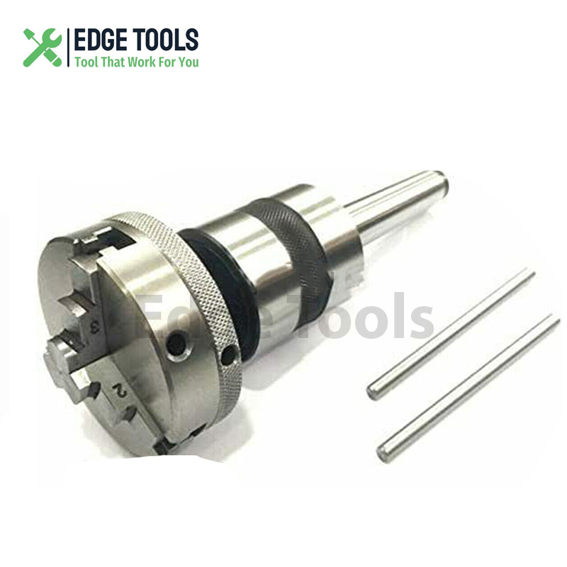 Revolving Centre 3MT shank with 50mm 3 Jaw Chuck mounting for Lathe Tailstock